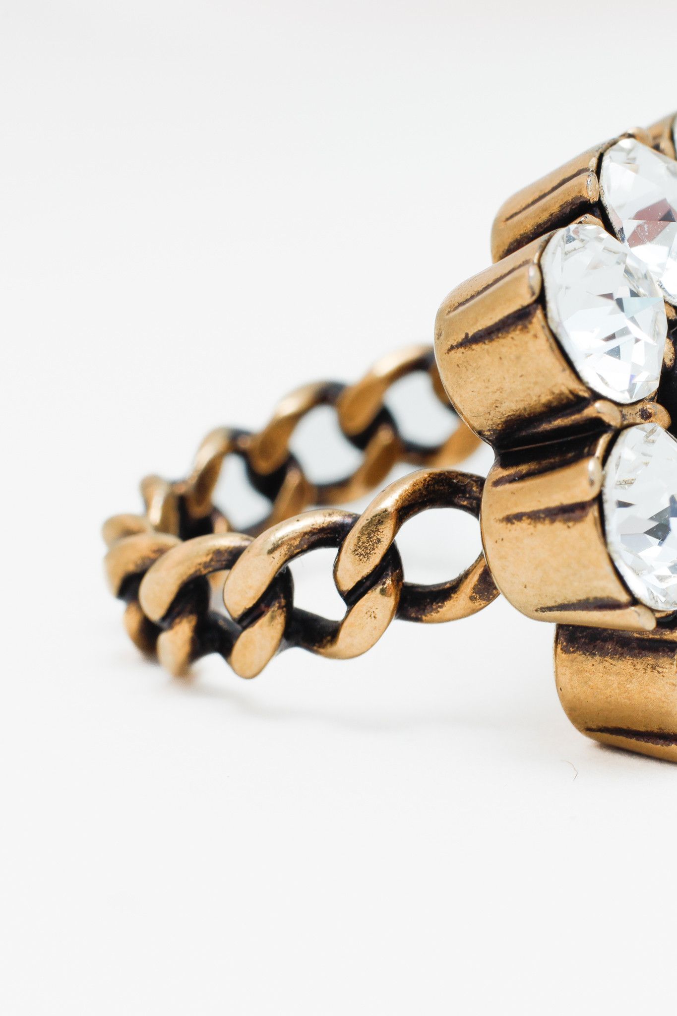 Gucci Gucci Double GG Crystal Link Ring Size ONE SIZE - 4 Thumbnail