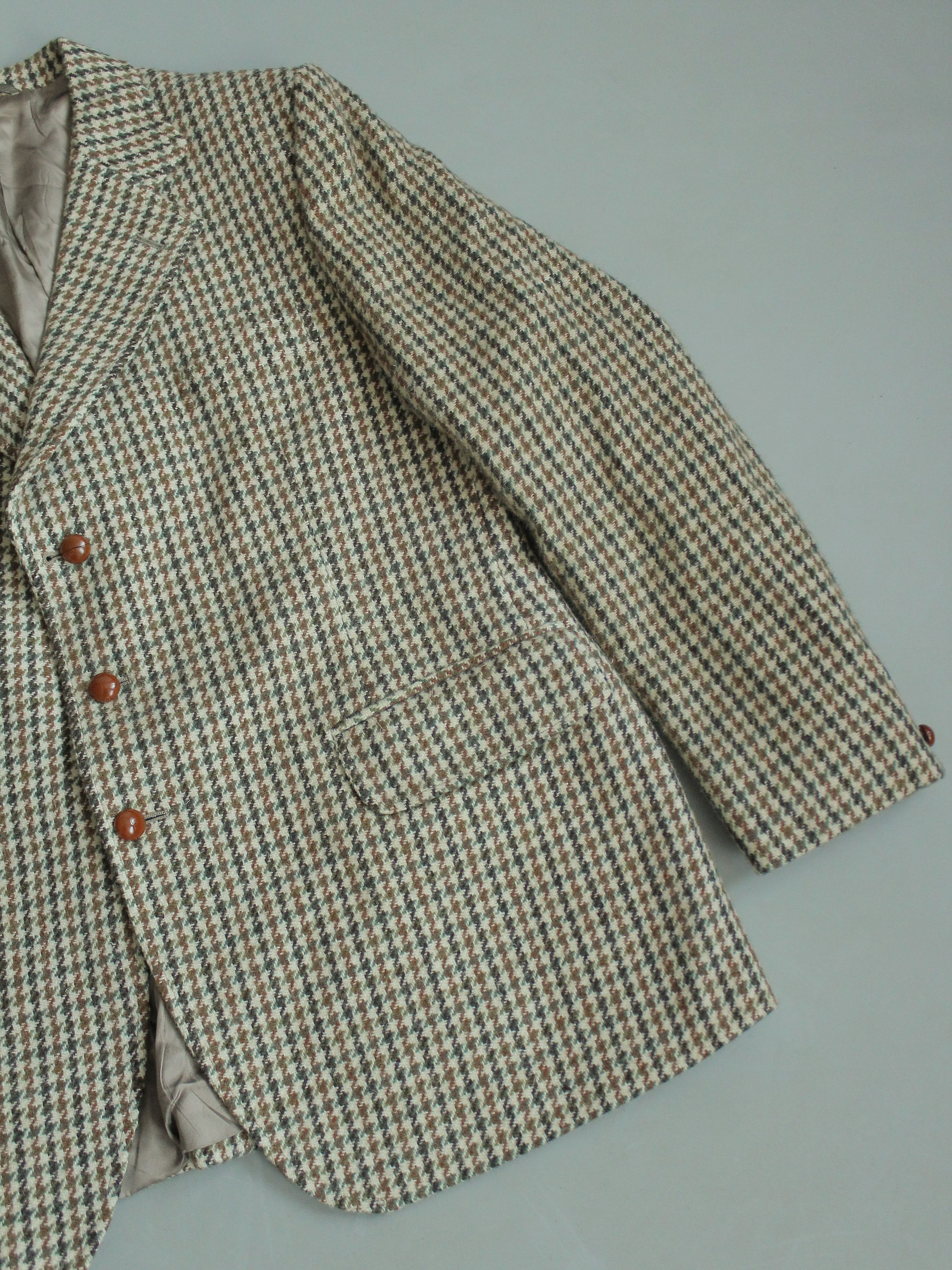 Harris Tweed × Vintage Harris Tweed Dunn Co Wool Hand Woven Blazer Jacket Tan Check Size 44R - 4 Thumbnail