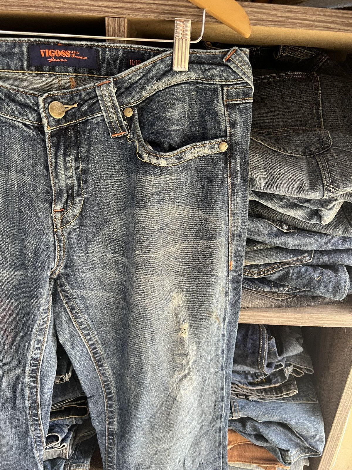 Other 🔥Rare Vigoss Jeans Wide Leg Distressed Denim Size US 35 - 8 Thumbnail