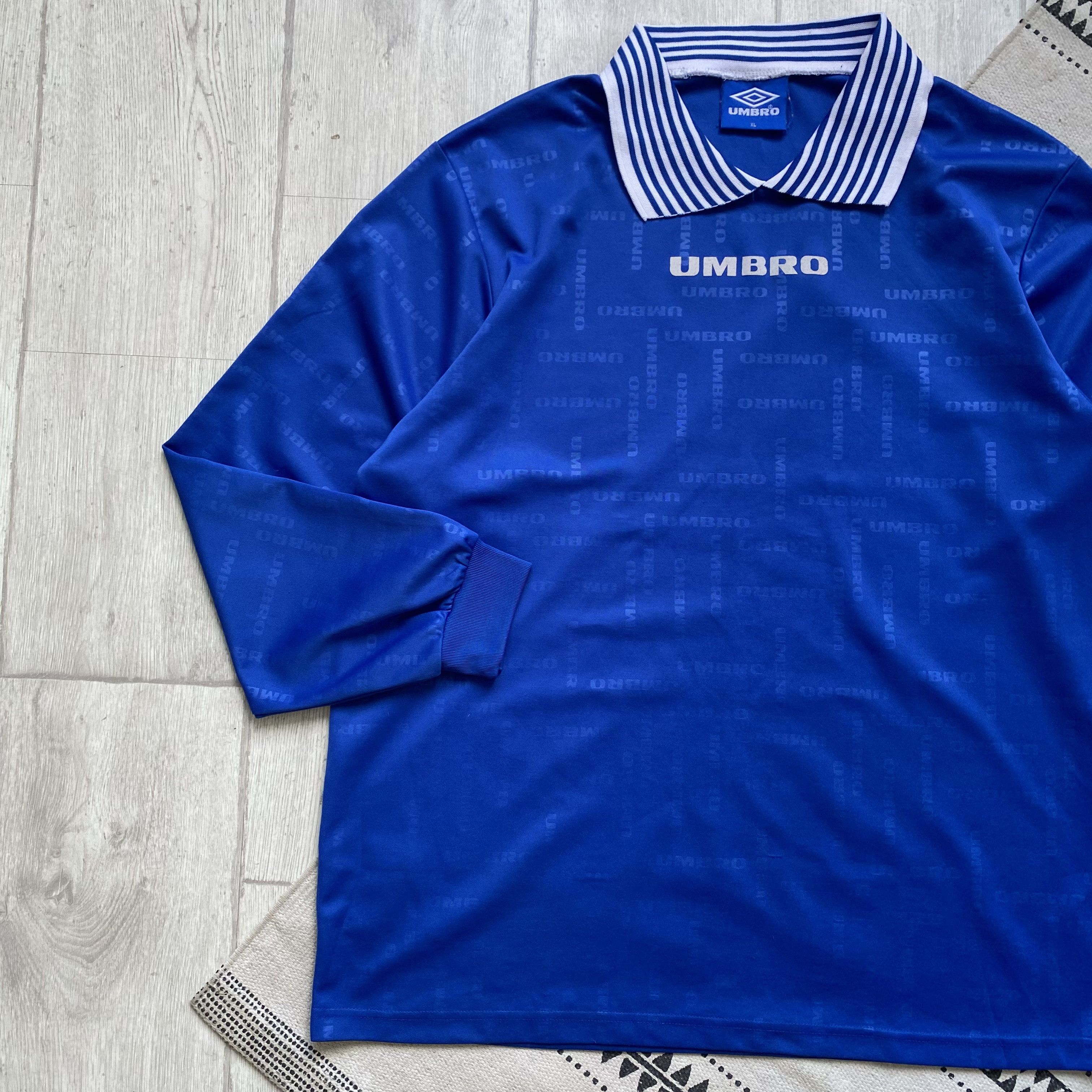 Umbro Vintage 80-90s Umbro jersey polo longsleeve monogram Size US XL / EU 56 / 4 - 8 Thumbnail