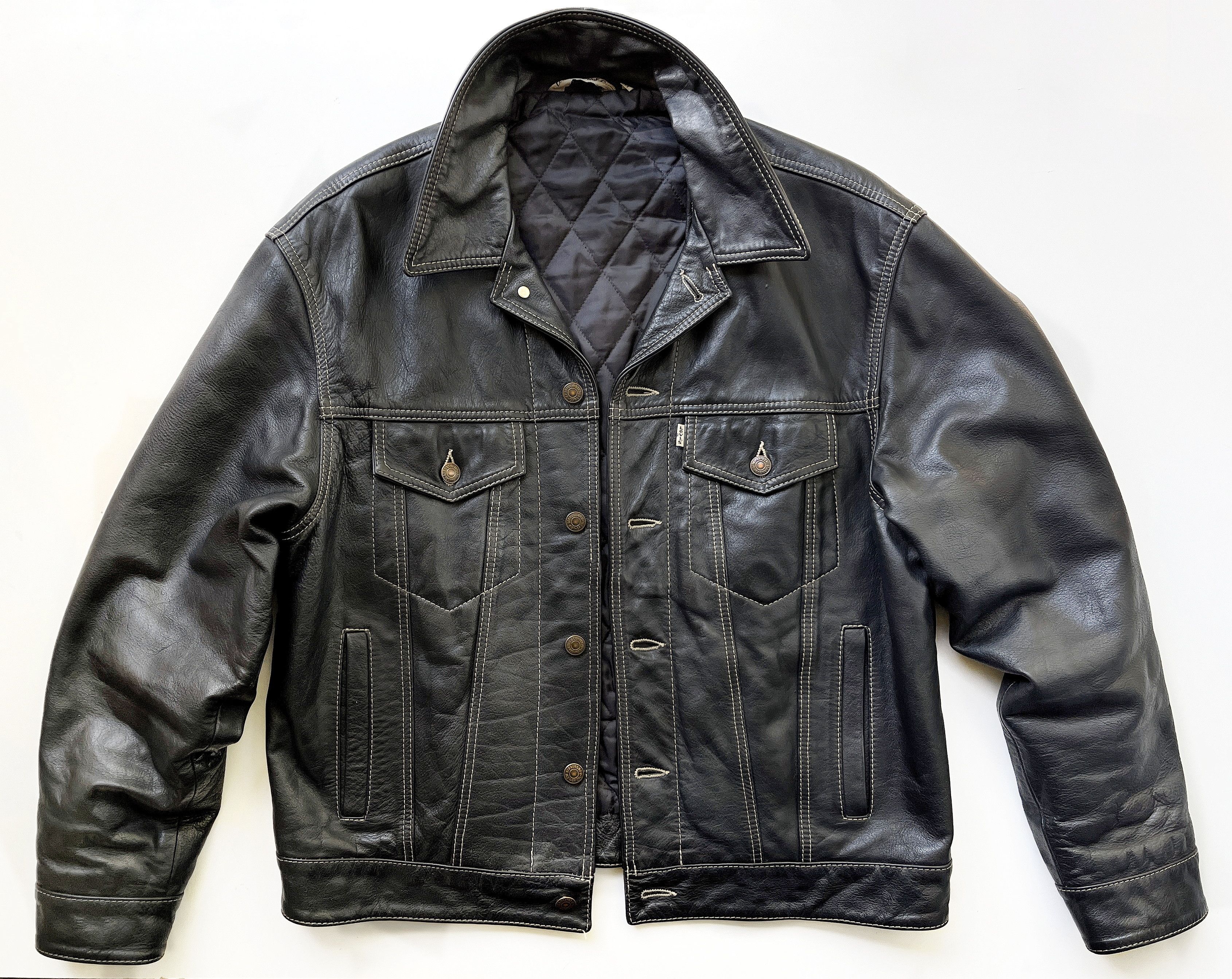 Levi's × Stussy Levi's x Stussy Leather Trucker Jacket | Grailed