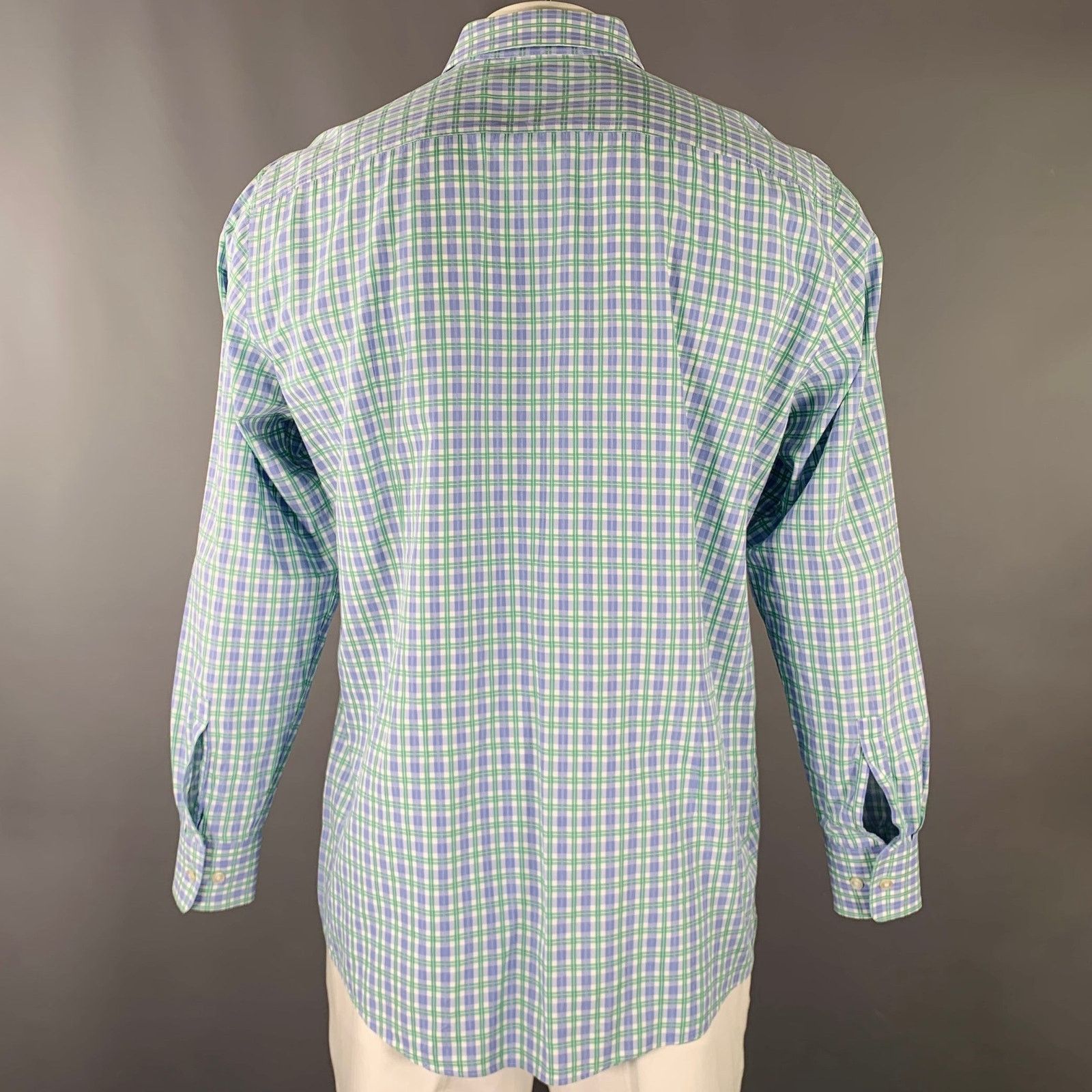 Hugo Boss Size L Blue White Green Checkered Long Sleeve Shirt Size US L / EU 52-54 / 3 - 4 Thumbnail