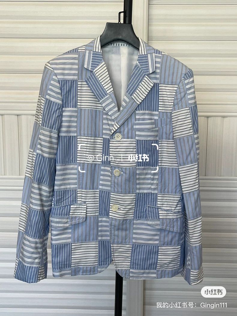 Comme des Garcons Comme Des Garcons Blue striped patchwork blazer Size US XS / EU 42 / 0 - 1 Thumbnail