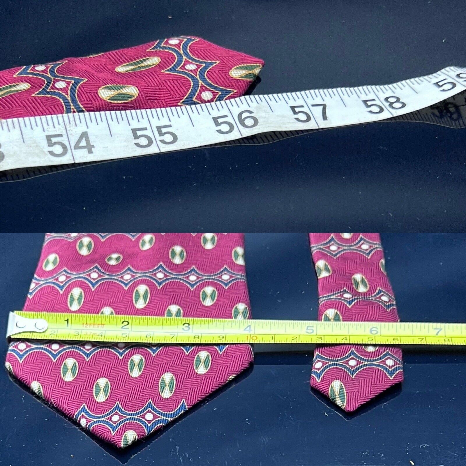 Bill Blass NEO Bill Blass Maroon All Silk Tie with Gold Grephics Size ONE SIZE - 4 Thumbnail