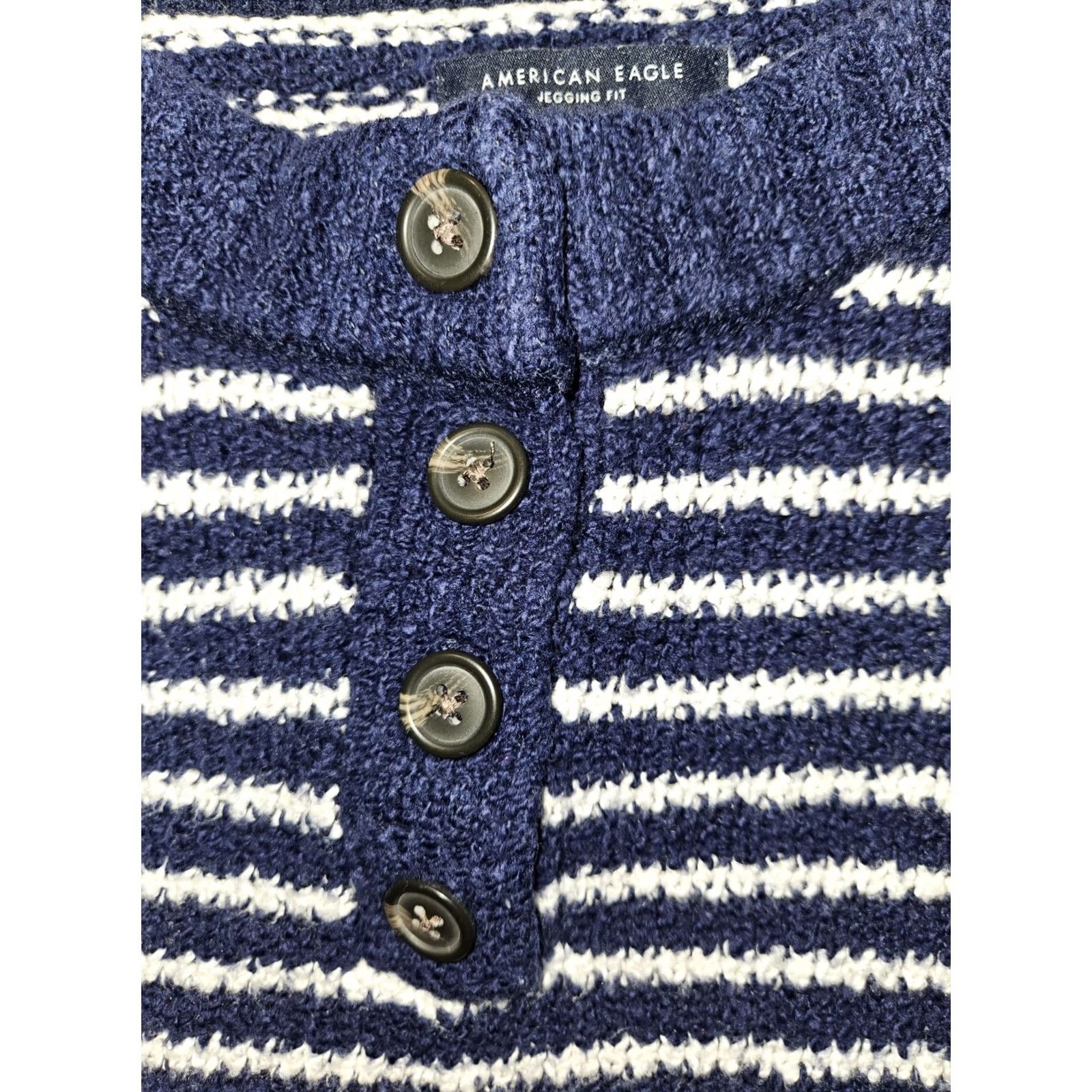 American Eagle Outfitters VINTAGE American EagleHenley Sweater Womens S Blue Striped Lightweight Oversized 90s Preppy Courtside? Size S / US 4 / IT 40 - 5 Thumbnail