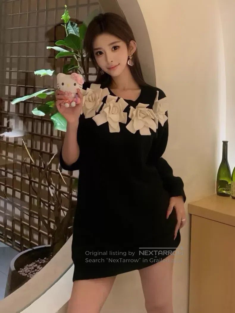 Chanel Chanel Three-dimensional camellia collar long-sleeved dres Size XS / US 0-2 / IT 36-38 - 8 Thumbnail