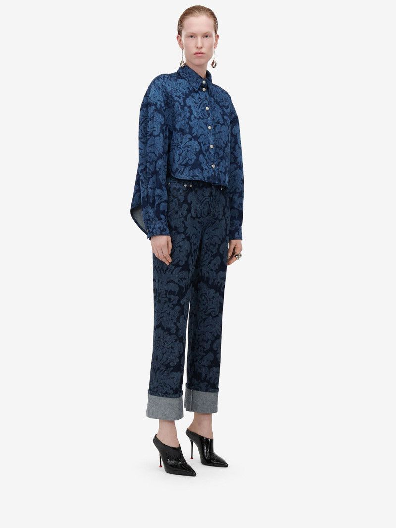 Alexander McQueen o1srvl11e0226 Damask Boyfriend Jeans In Blue Size 27" / US 4 / IT 40 - 3 Thumbnail