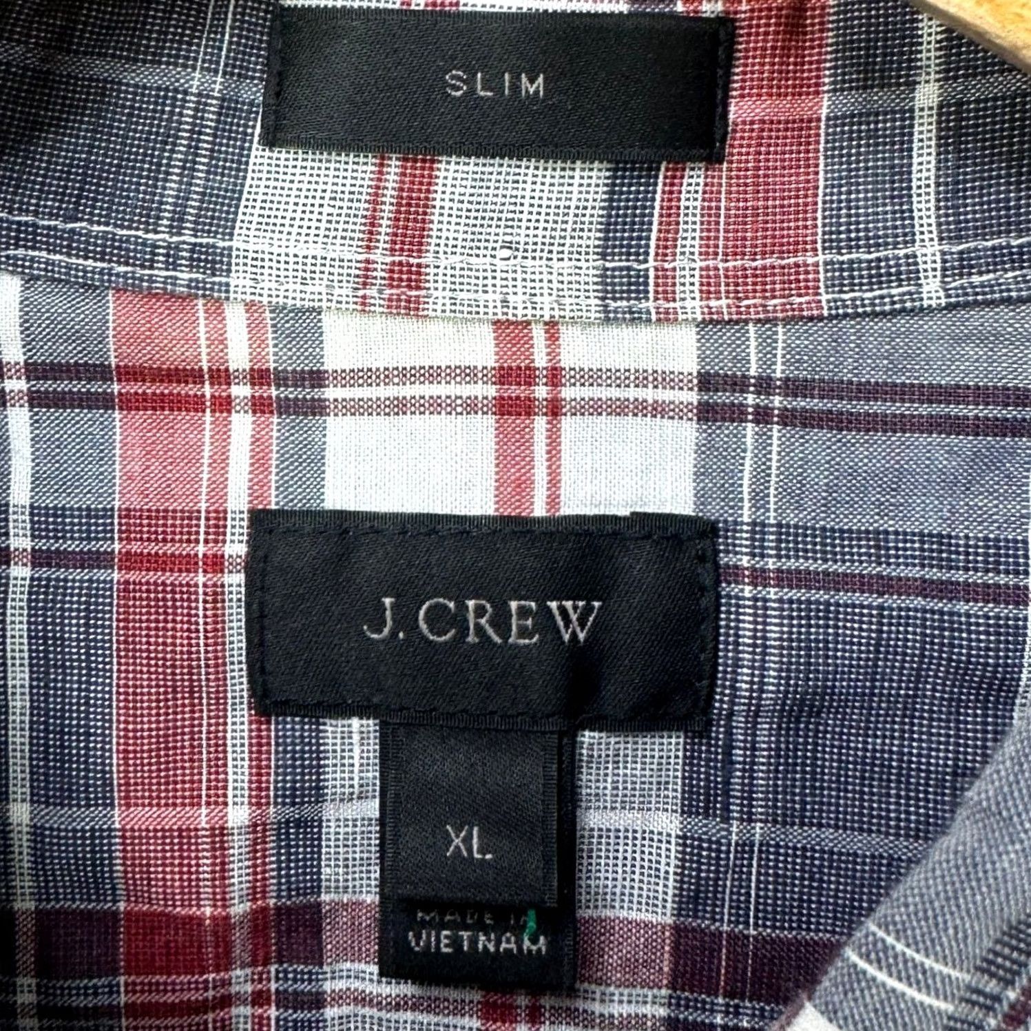 J.Crew J Crew Mens XL Slim Fit Shirt Button Down Blue Red Plaid Linen Blend Flap Pocket Size US XL / EU 56 / 4 - 4 Thumbnail