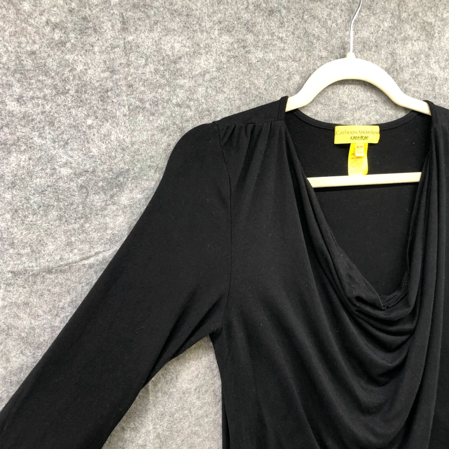Vintage VINTAGE Catherine Malandrino Maternity T-Shirt Black Womens M 3/4 Sleeve Classic Drape Front Size M / US 6-8 / IT 42-44 - 5 Thumbnail