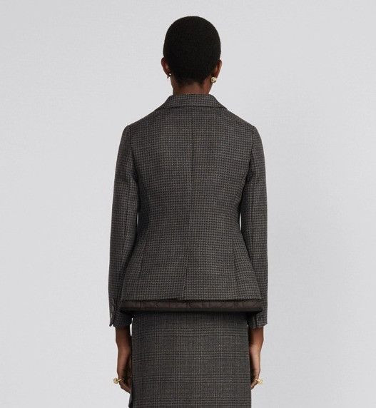 Dior o1w1db10824 Houndstooth Mohair & Wool Jacket in Gray Size XS / US 0-2 / IT 36-38 - 6 Thumbnail