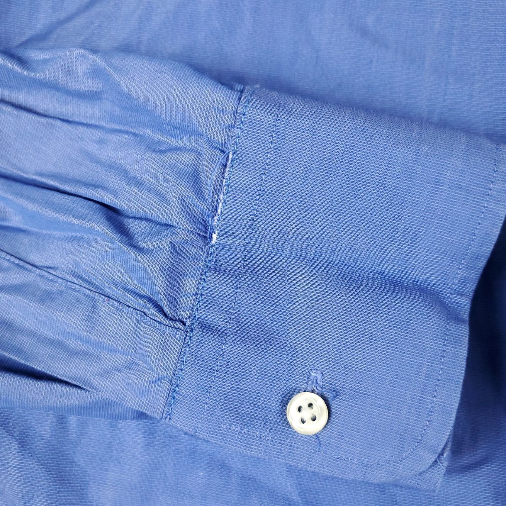 Tommy Hilfiger Tommy Hilfiger Shirt Mens 17 Blue Long Sleeve Button Up 100% Cotton Regular Fit Collared Solid Size 46R - 3 Thumbnail