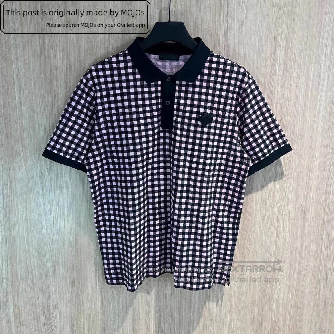 Prada Prada triangle label black pink plaid polo. Size US XL / EU 56 / 4 - 1 Thumbnail