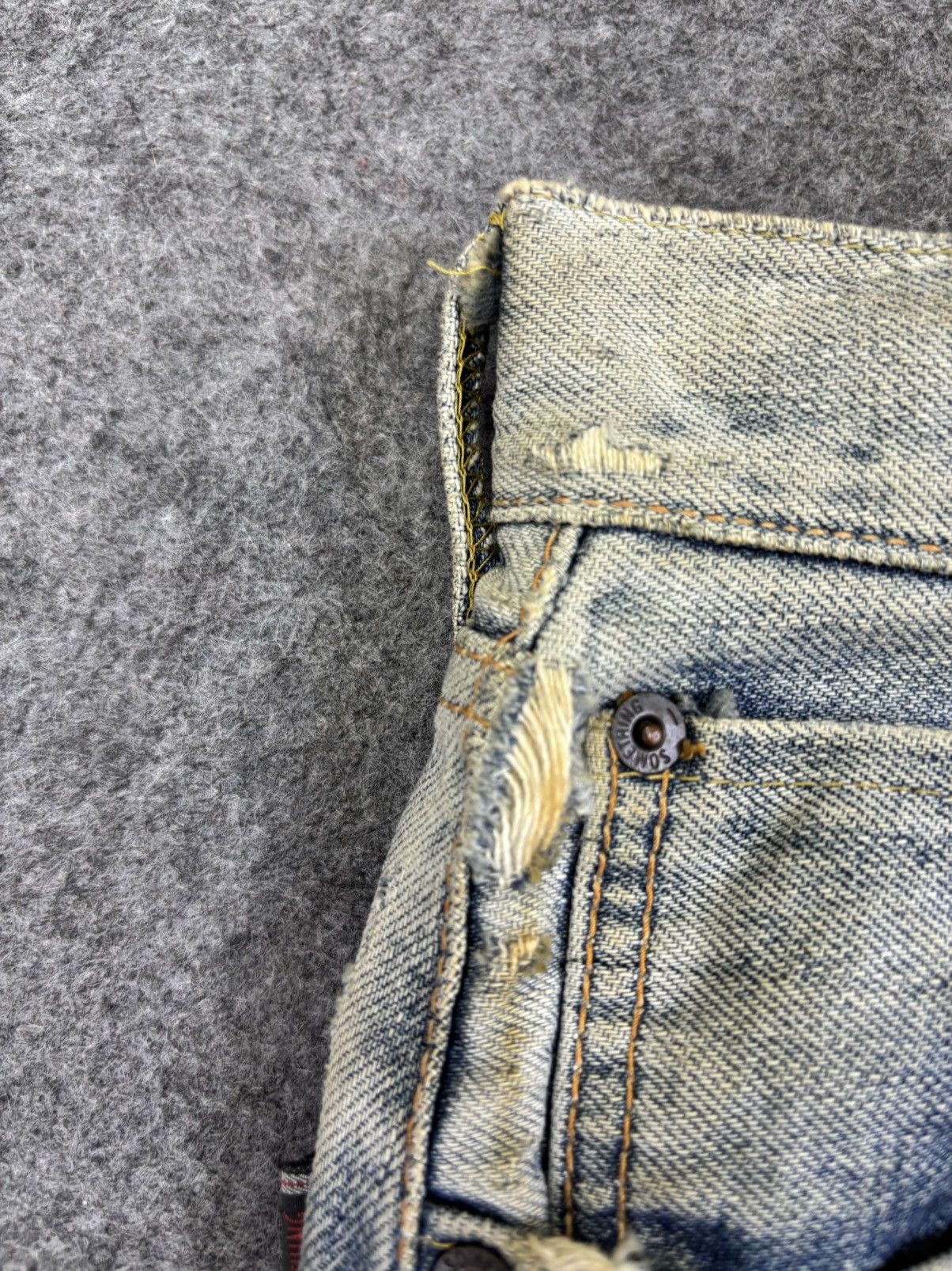 Edwin 💥Thrashed💥Vintage Edwin Wide Baggy Selvedge Denim F974 Size US 26 / EU 42 - 6 Thumbnail