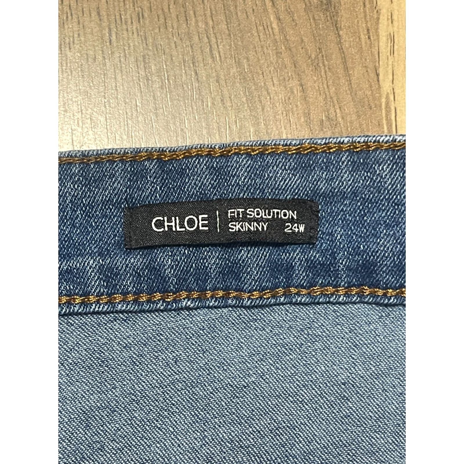 Vintage Tahari Jeans Women's Plus Size 24W Blue Denim Chloe Fit Solution Skinny Jeans Women 24W Blue Denim Tahari Regular Skinny 27 in Inseam Mens? Size 42" / US 20 - 5 Thumbnail