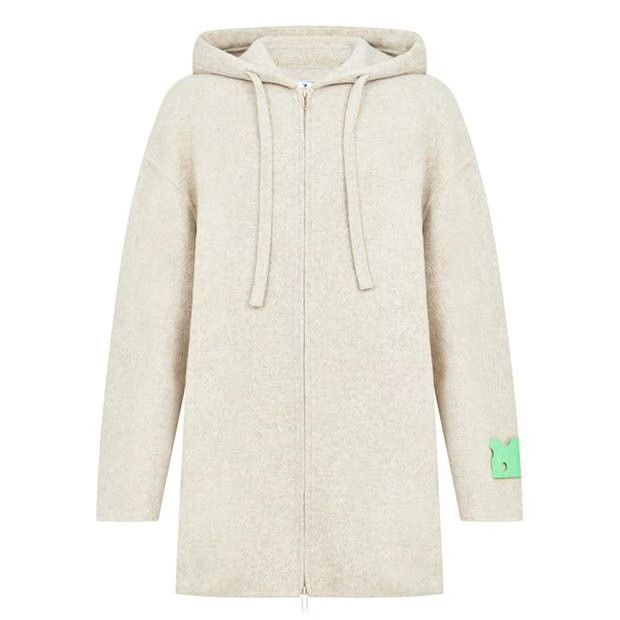 image of Off White O1G2R1Mq0424 Tag Double Wool Zip Hoodies In Bone, Men's (Size Small)