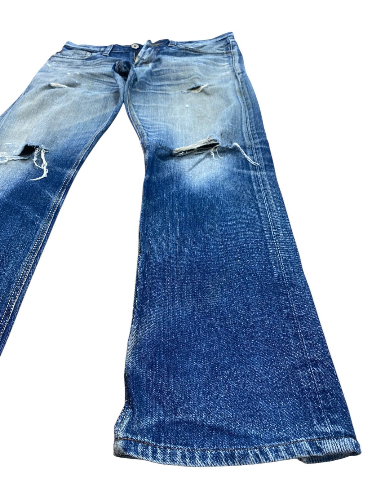 Edwin Edwin Whiskers Ripped Style Straight Cut Jeans Size US 32 / EU 48 - 8 Thumbnail