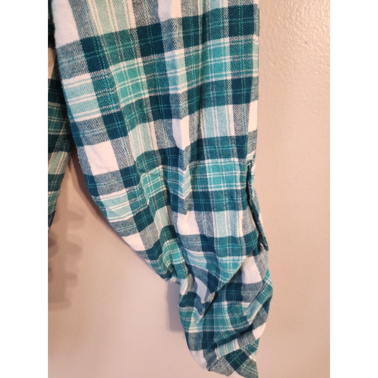 Altea Falls Creek 2X Plus Teal White Plaid Button Up Flannel Shirt Top Size XXL / US 16-18 / IT 52-54 - 5 Thumbnail