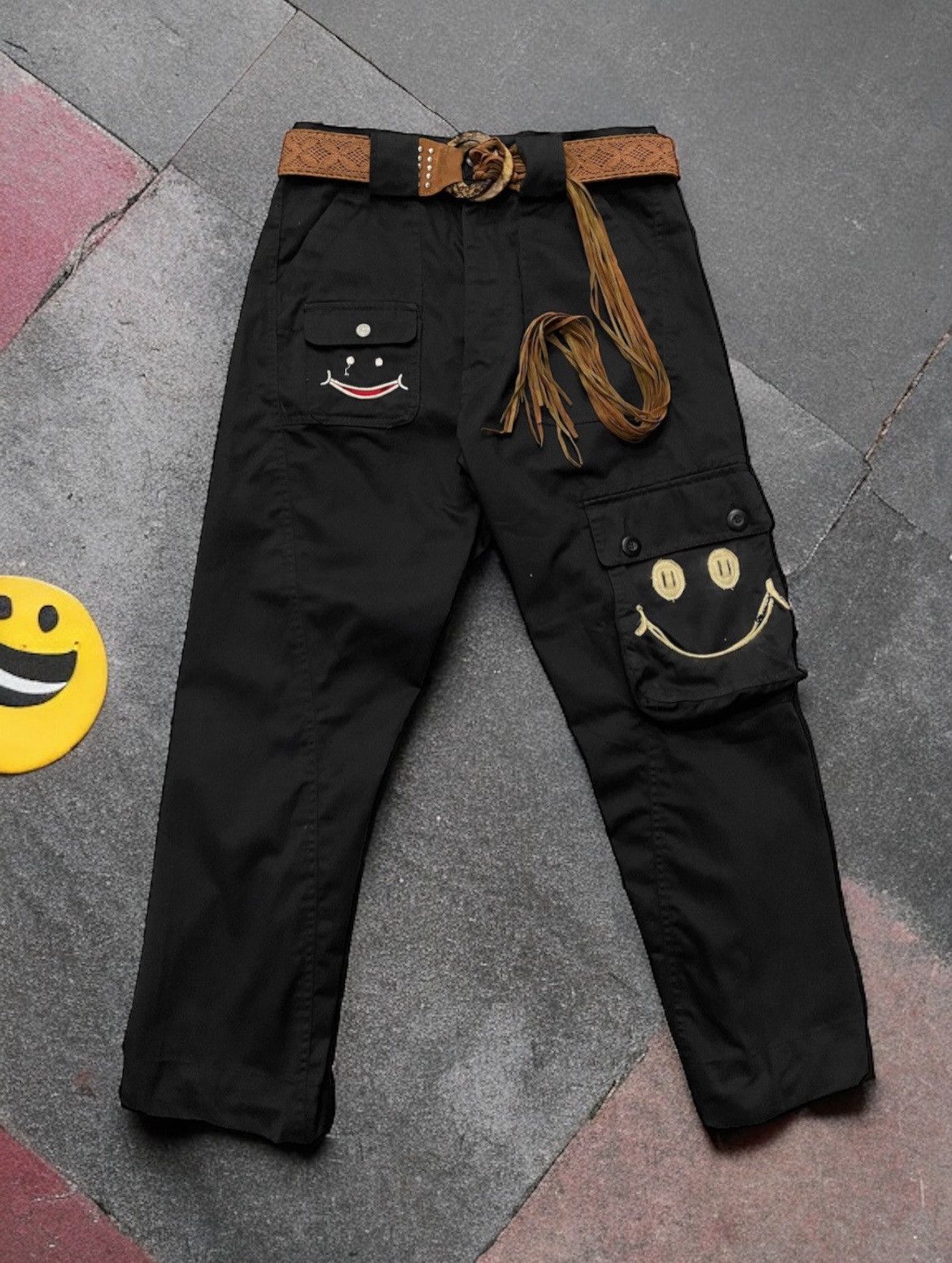 Edition Japan × Japanese Brand Up Start Smile Japan Drop Crotch Baggy Cargo & Tassel Belt Size US 32 / EU 48 - 1 Thumbnail