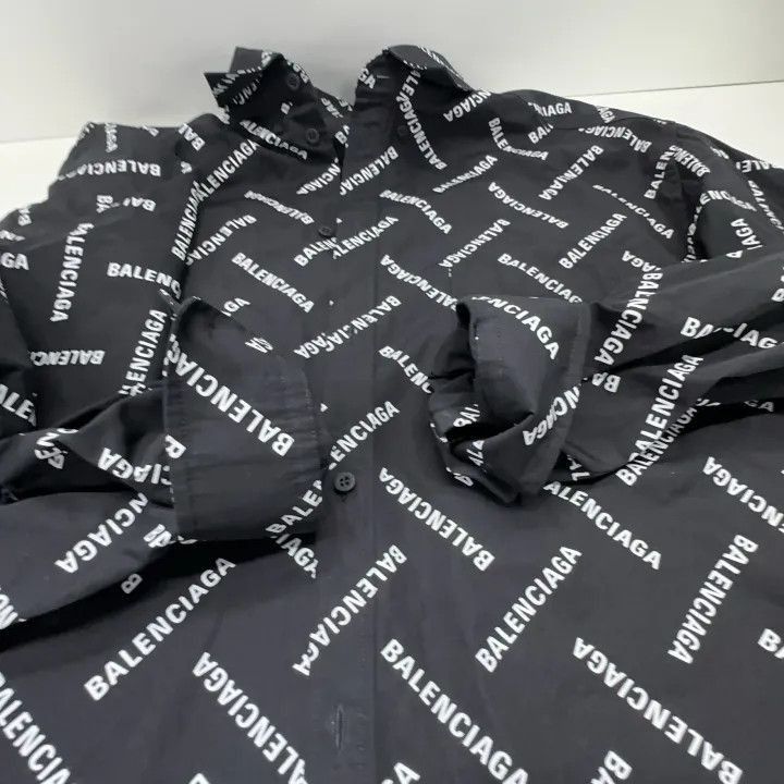 Balenciaga Balenciaga Balenciaga Black Printed Long Sleeve Shirt -250 Size US M / EU 48-50 / 2 - 9 Thumbnail