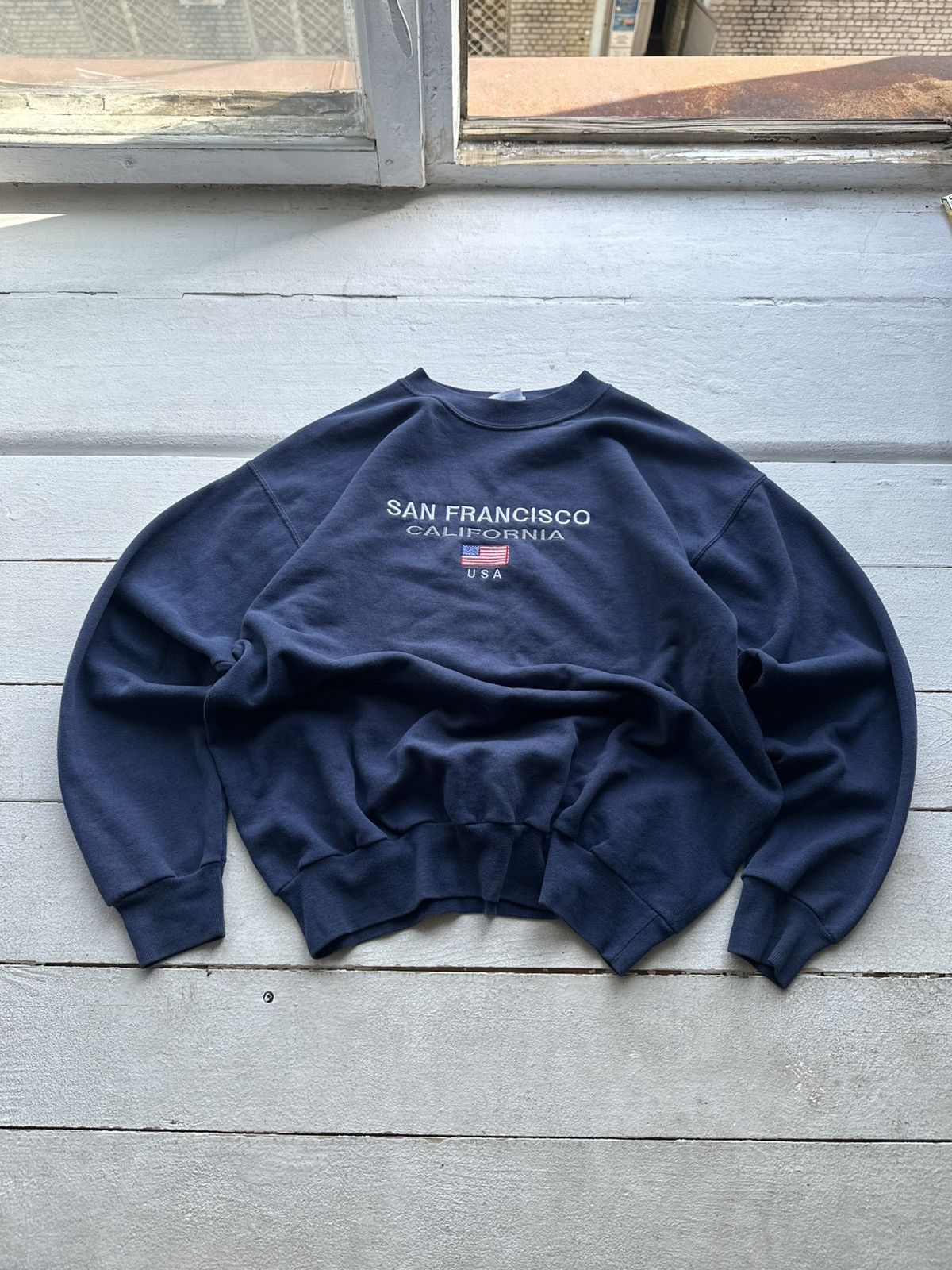 Vintage SAN FRANCISCO🚨 BIG LOGO USA BLUE OVERSIZED SWEATSHIRT RARE Size US M / EU 48-50 / 2 - 1 Thumbnail