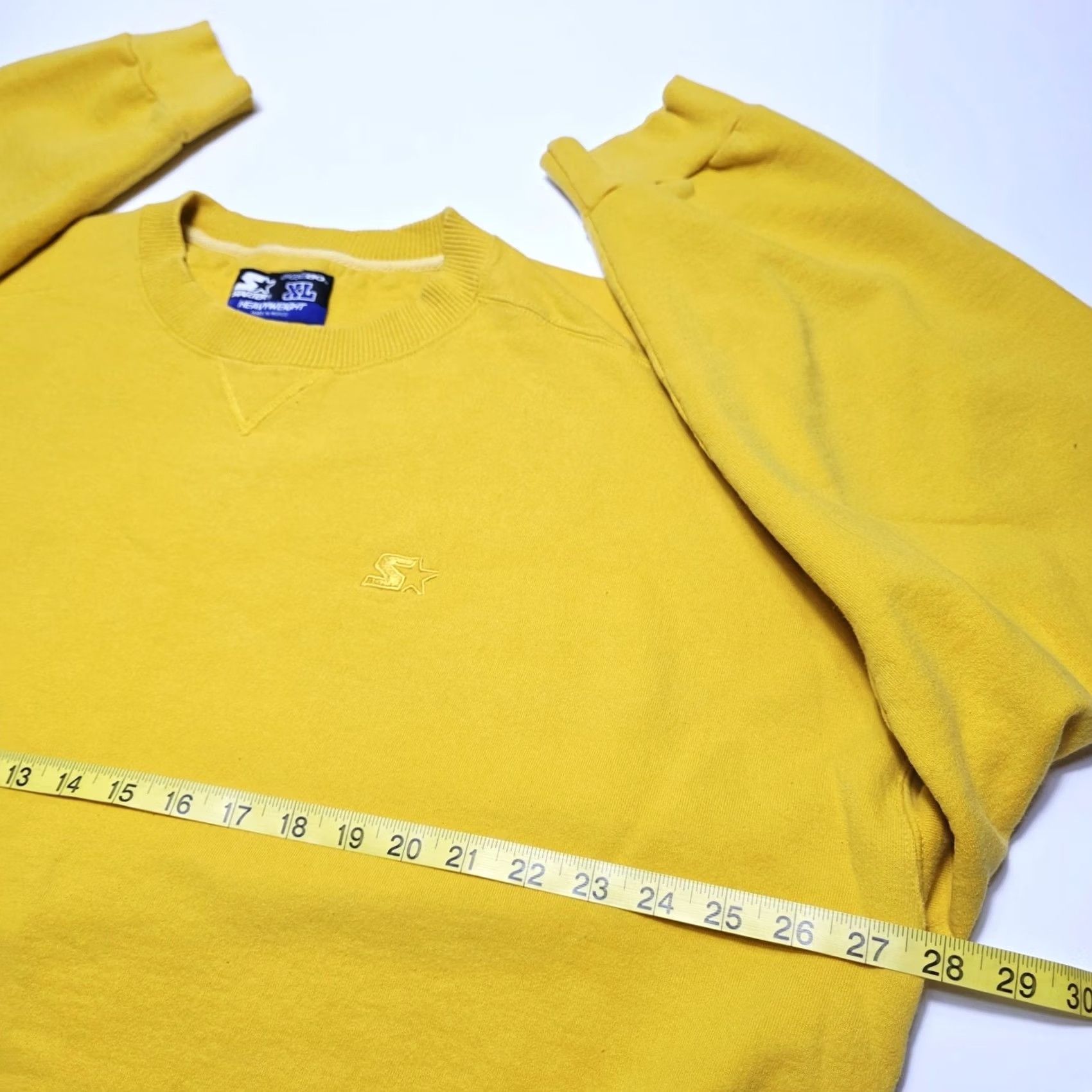 Starter VINTAGE Starter Sweatshirt XL Yellow Heavyweight Crewneck Pullover Embroidered Logo Mens Size US XL / EU 56 / 4 - 4 Thumbnail