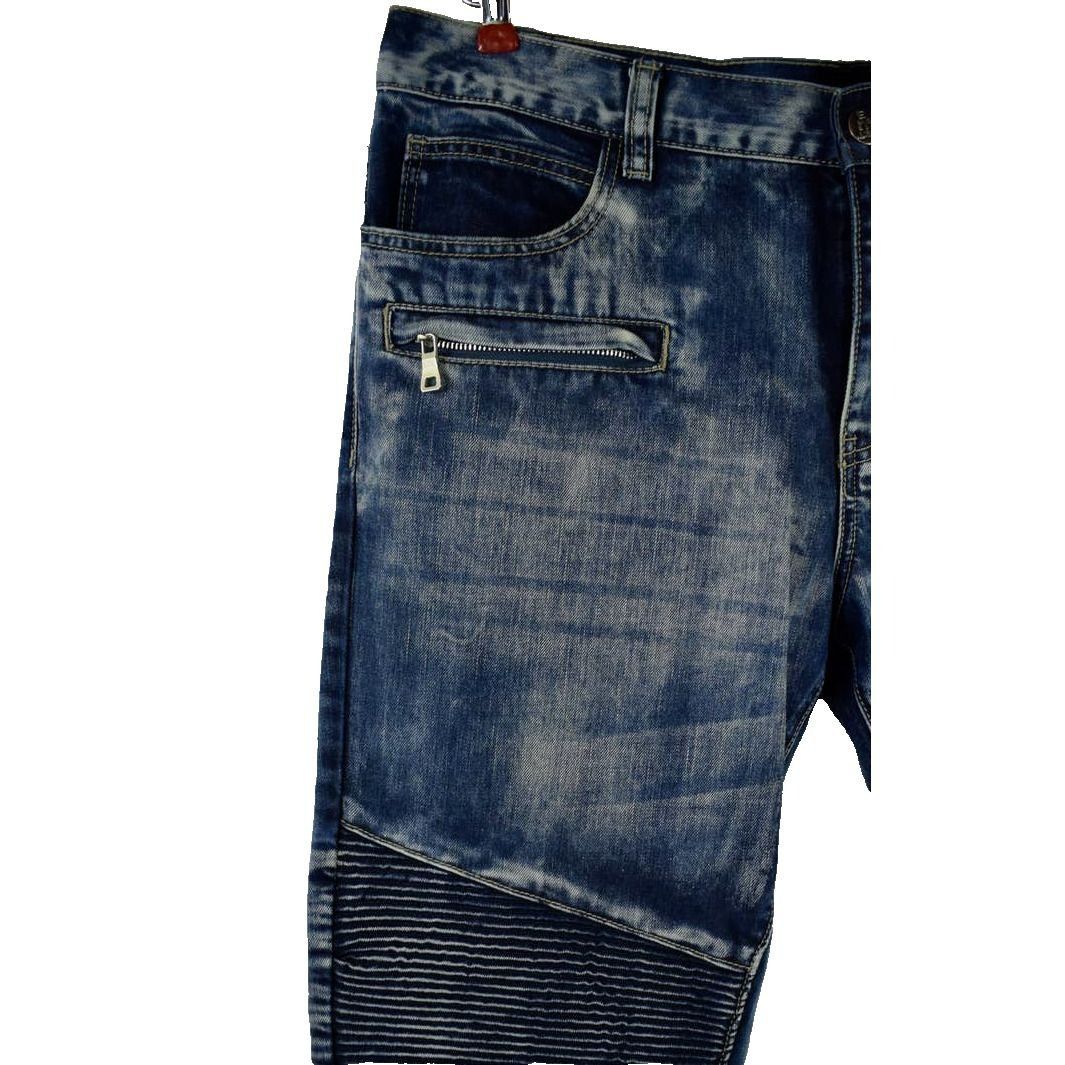 Embellish Embellish Mens 38 x 34 Distressed Blue Biker Jeans Size US 38 / EU 54 - 2 Thumbnail