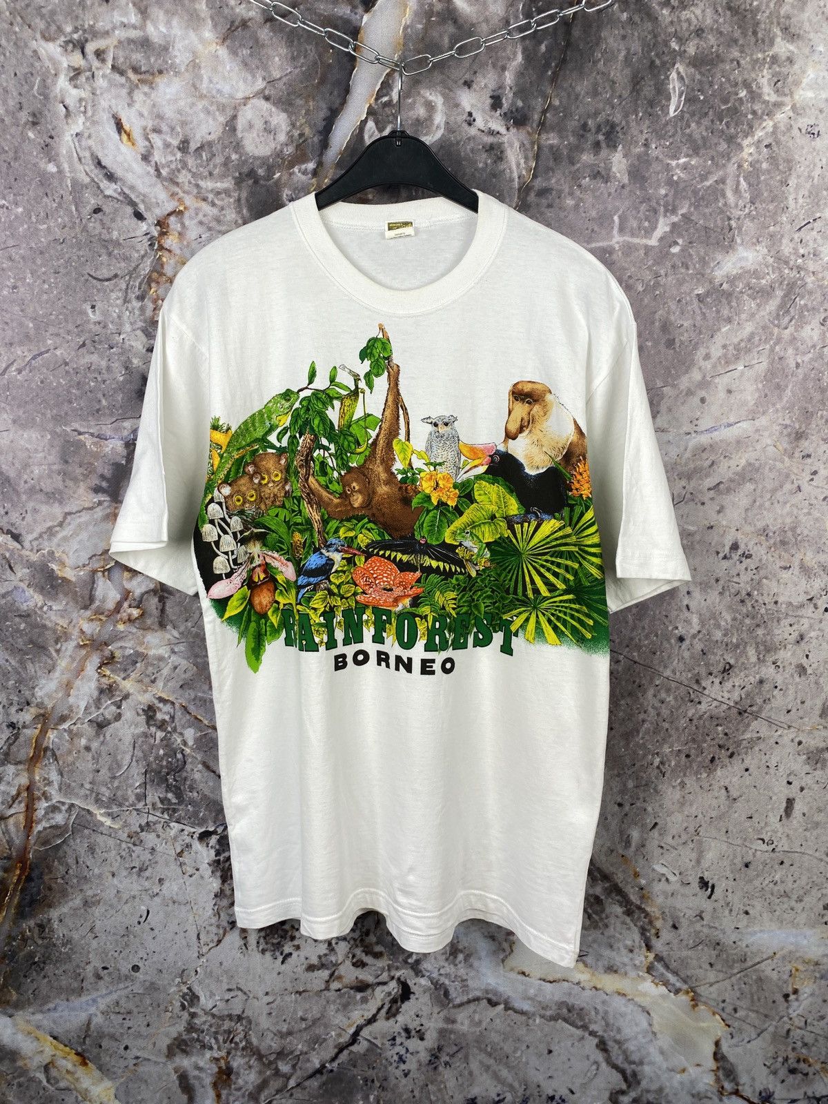 Vintage Men’s Rainforest Borneo T-Shirt Animals Size XXL Size US XXL / EU 58 / 5 - 1 Thumbnail
