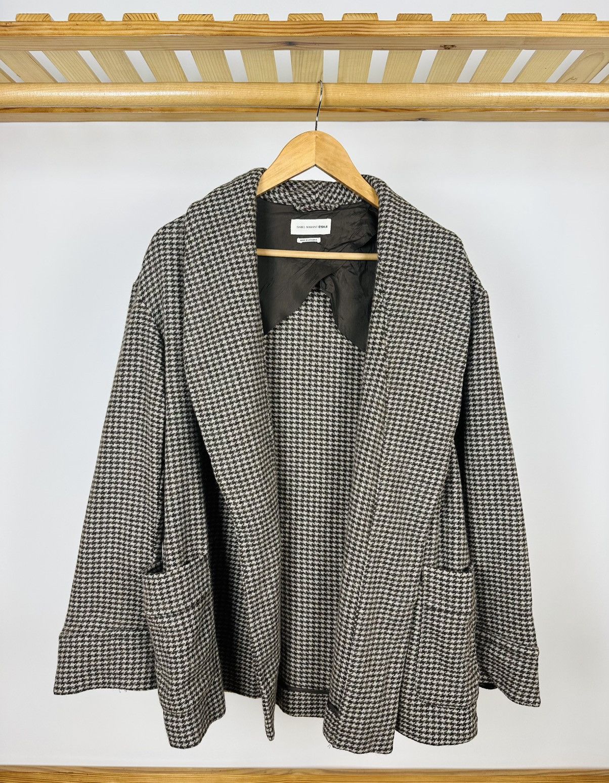 Isabel Marant Etoile Isabel Marant Etoile Beige Brown Houndstooth Wool Blazer Size XS / US 0-2 / IT 36-38 - 1 Thumbnail