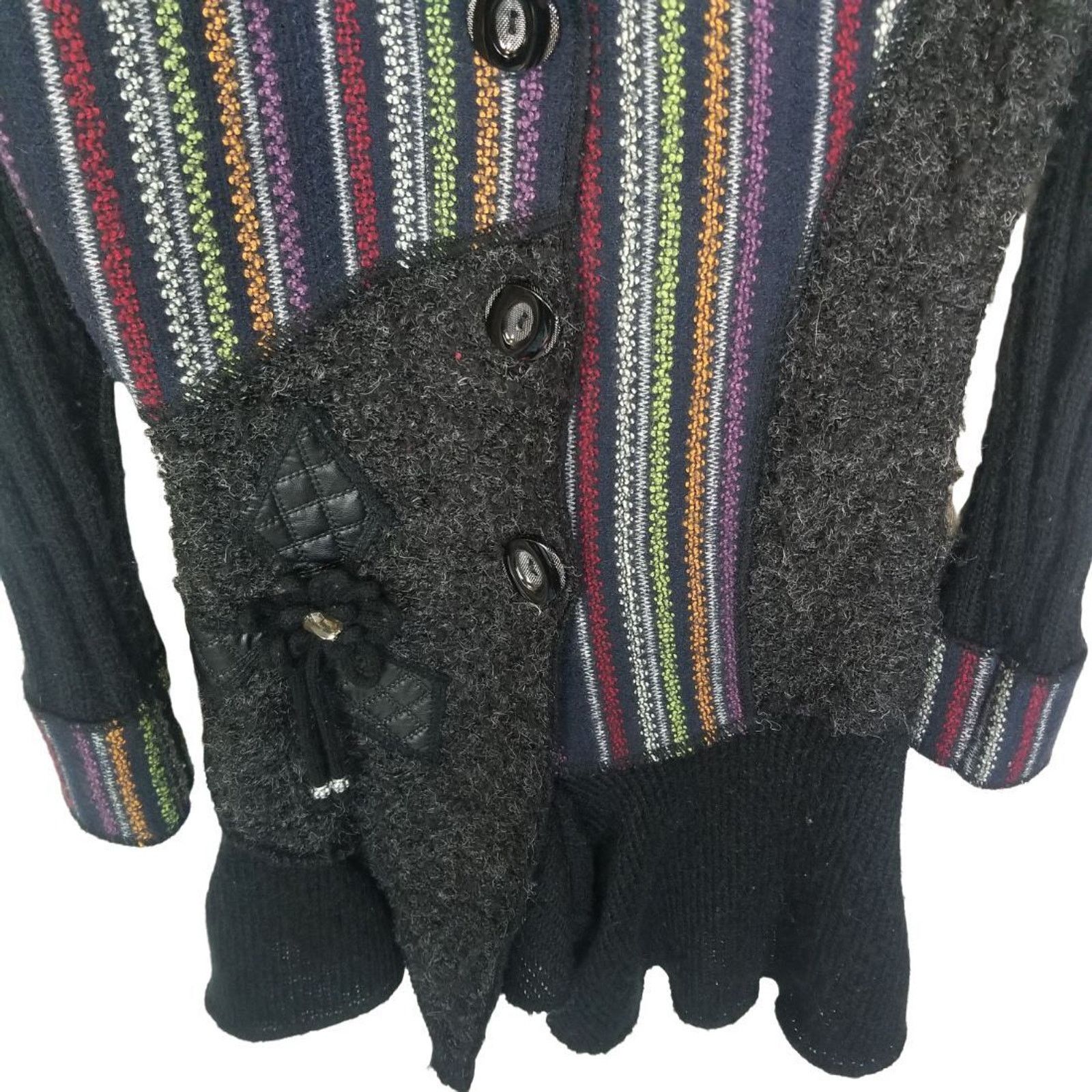 Dioniso Liquid Sioni Wool Mohair Sweater Cardigan Artsy Mixed Media Size S / US 4 / IT 40 - 3 Thumbnail
