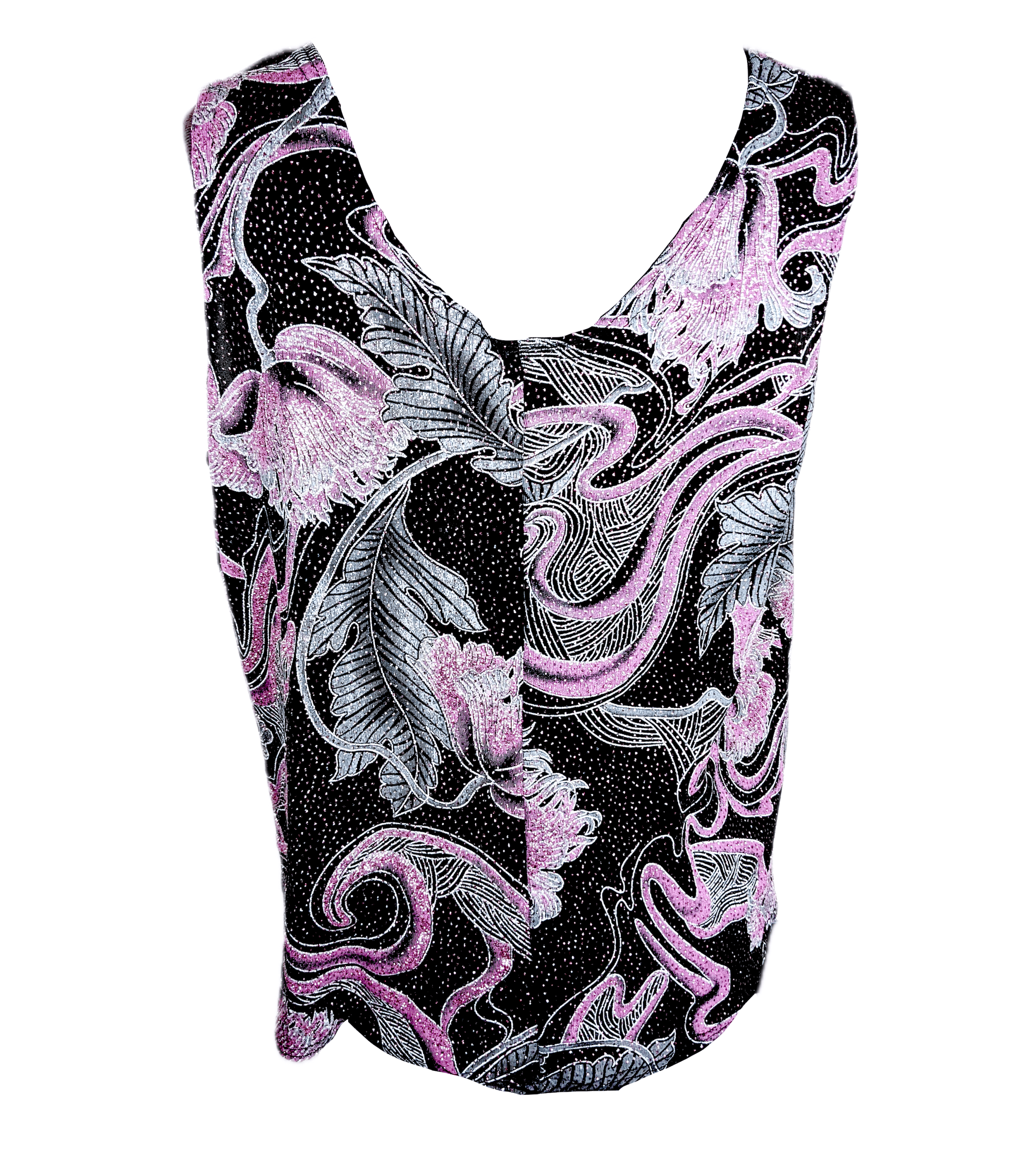 Vintage 1990's Glitter Floral Top Size XXL / US 16-18 / IT 52-54 - 3 Thumbnail