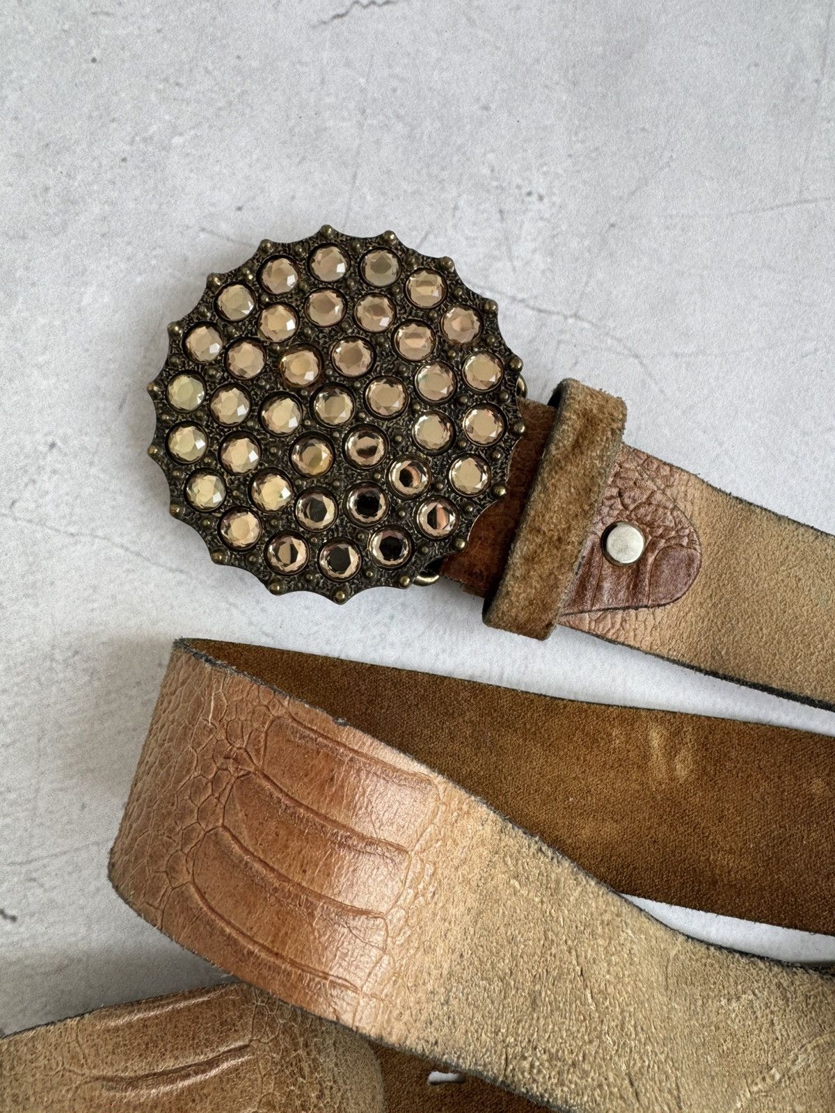 Vintage Italian Genuine Leather Belt Brown Vintage Buckle Size ONE SIZE - 3 Thumbnail
