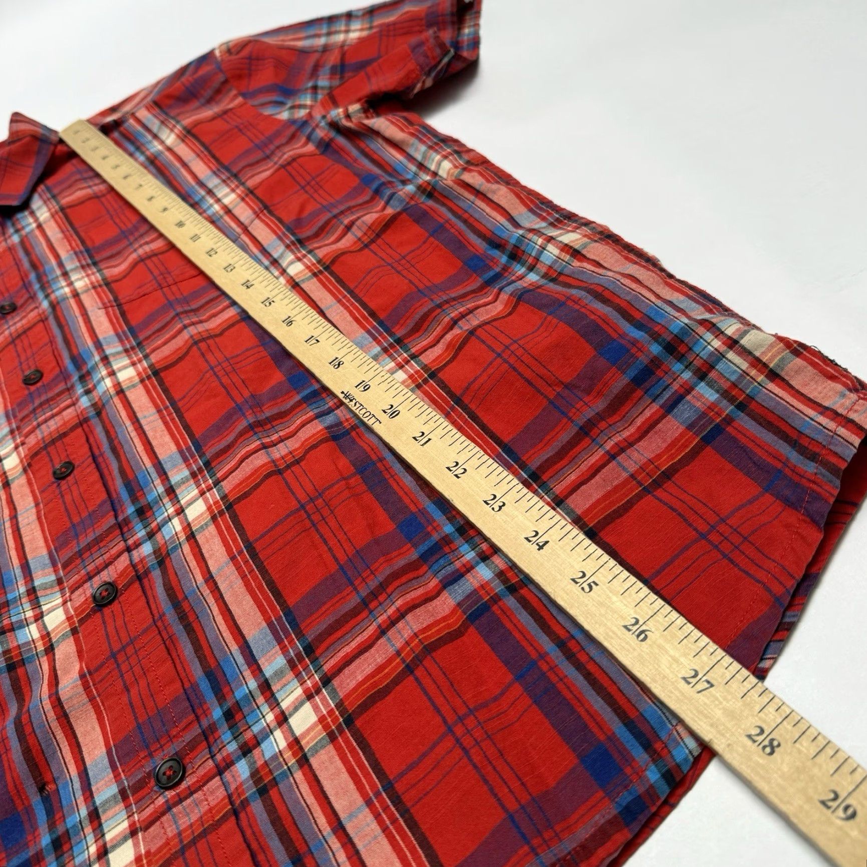 Prana prAna Shirt Men L Red Plaid Short Sleeve Button-Up Outdoor Casual Light Size US 33 - 5 Thumbnail
