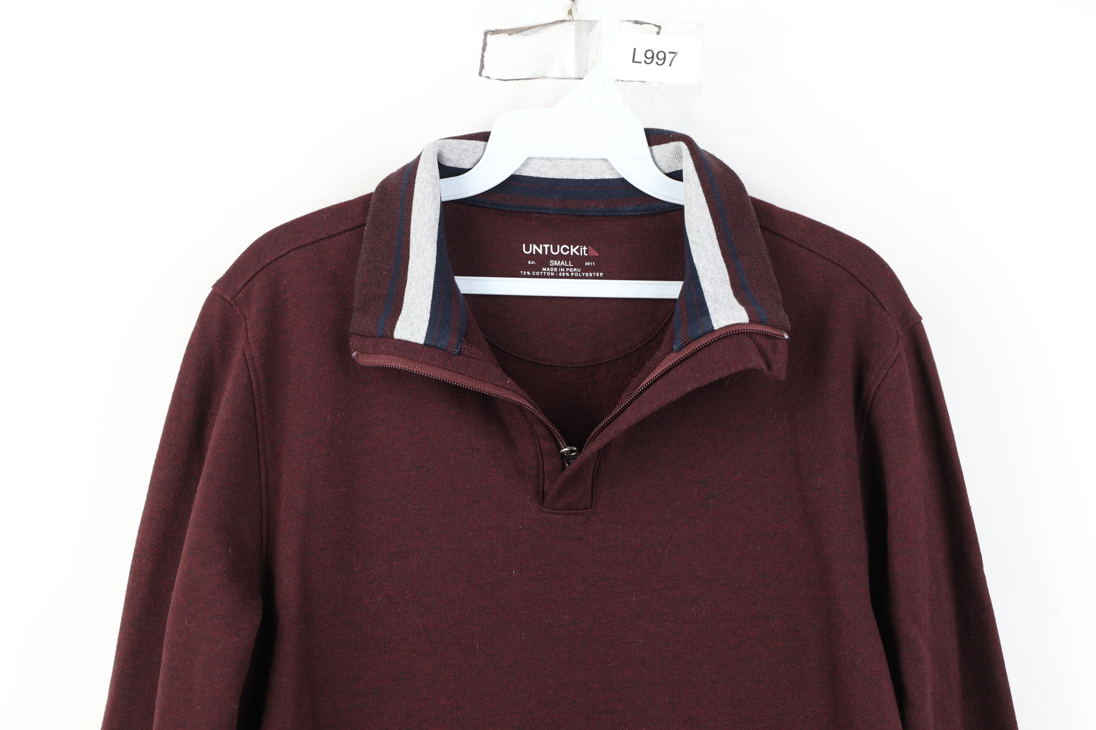 UNTUCKit Untuckit Heavyweight 1/4 Half Zip Pullover Sweater Maroon Size US S / EU 44-46 / 1 - 2 Thumbnail
