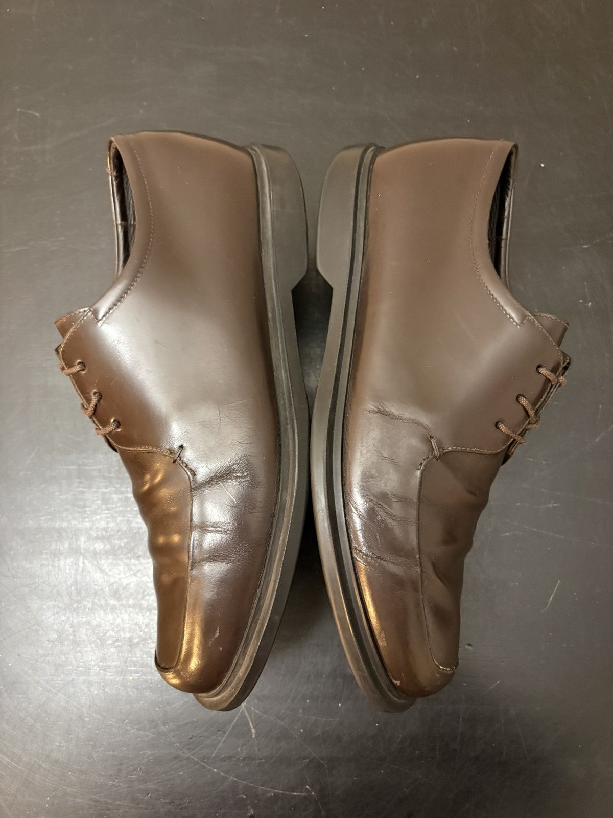 Prada Prada Brushed Leather Lace Up Derby Oxford Dark Brown Size US 9 / EU 42 - 4 Thumbnail