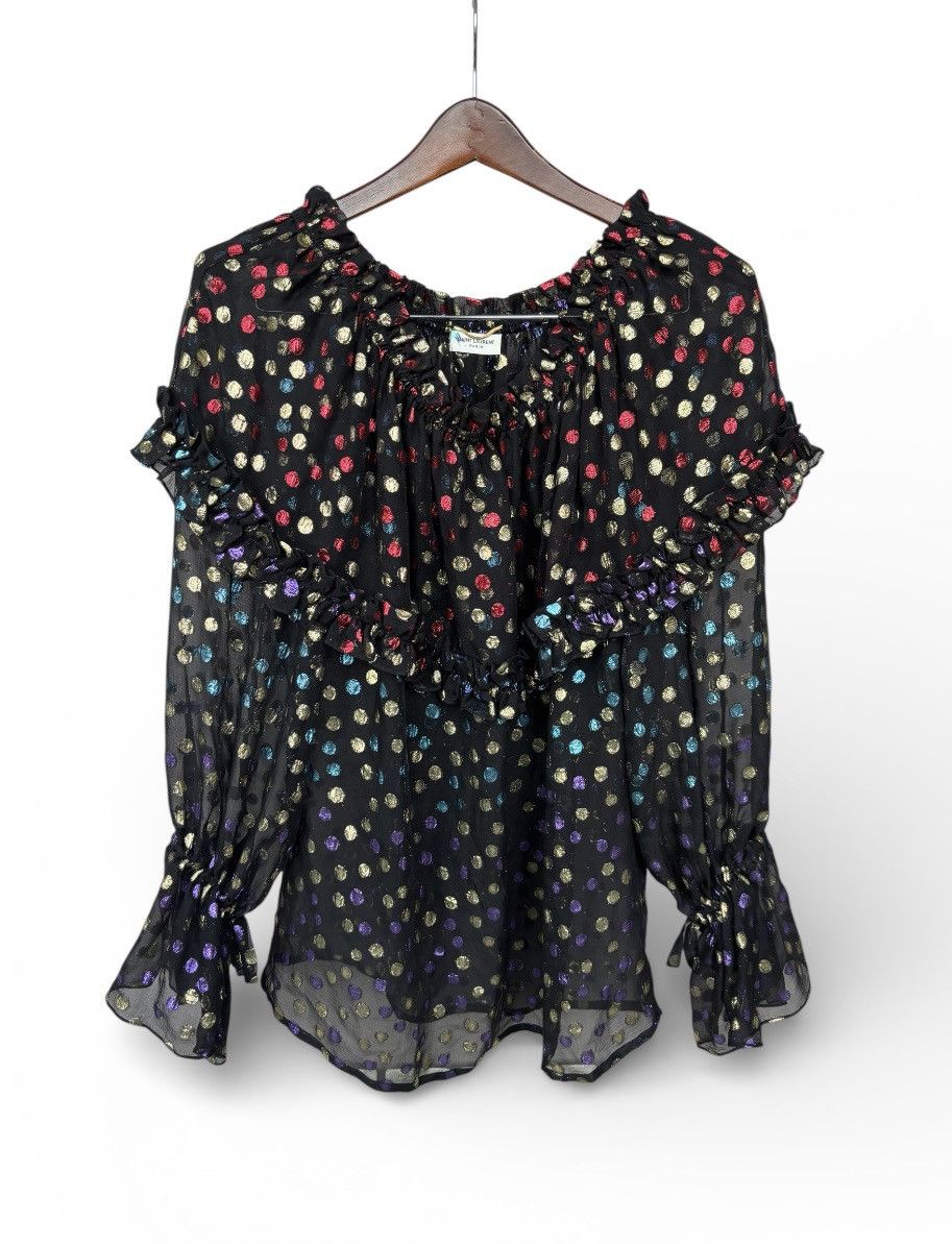 Saint Laurent Paris Saint Laurent Sequined Dots Silk Blouse Size M / US 6-8 / IT 42-44 - 1 Thumbnail