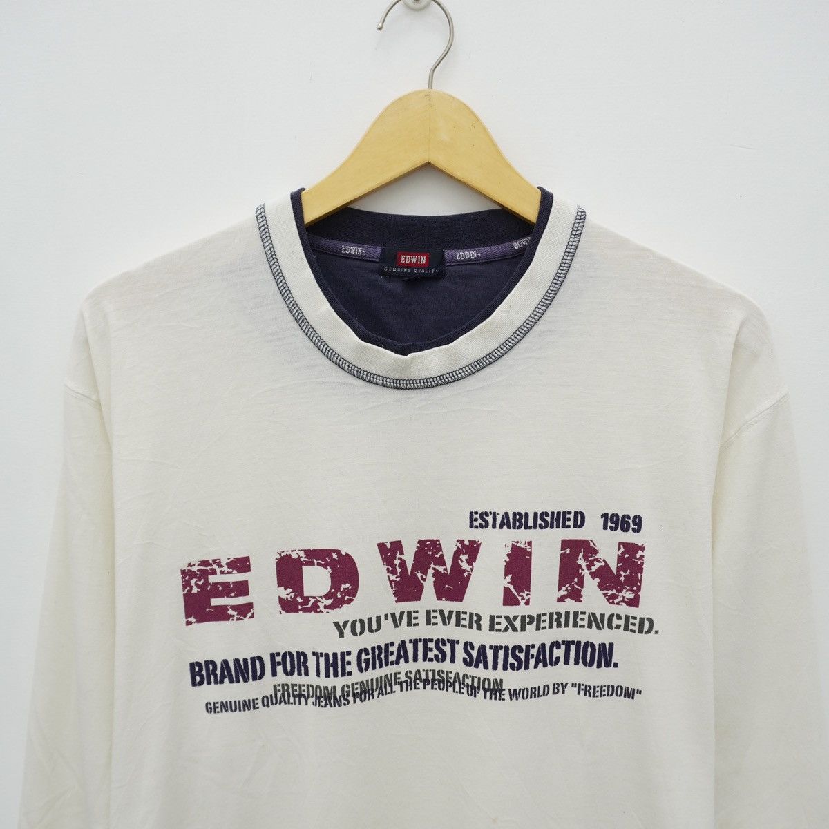 Japanese Brand 90s Sick Edwin Japan Longsleeve Double Layer Tee Size US L / EU 52-54 / 3 - 2 Thumbnail