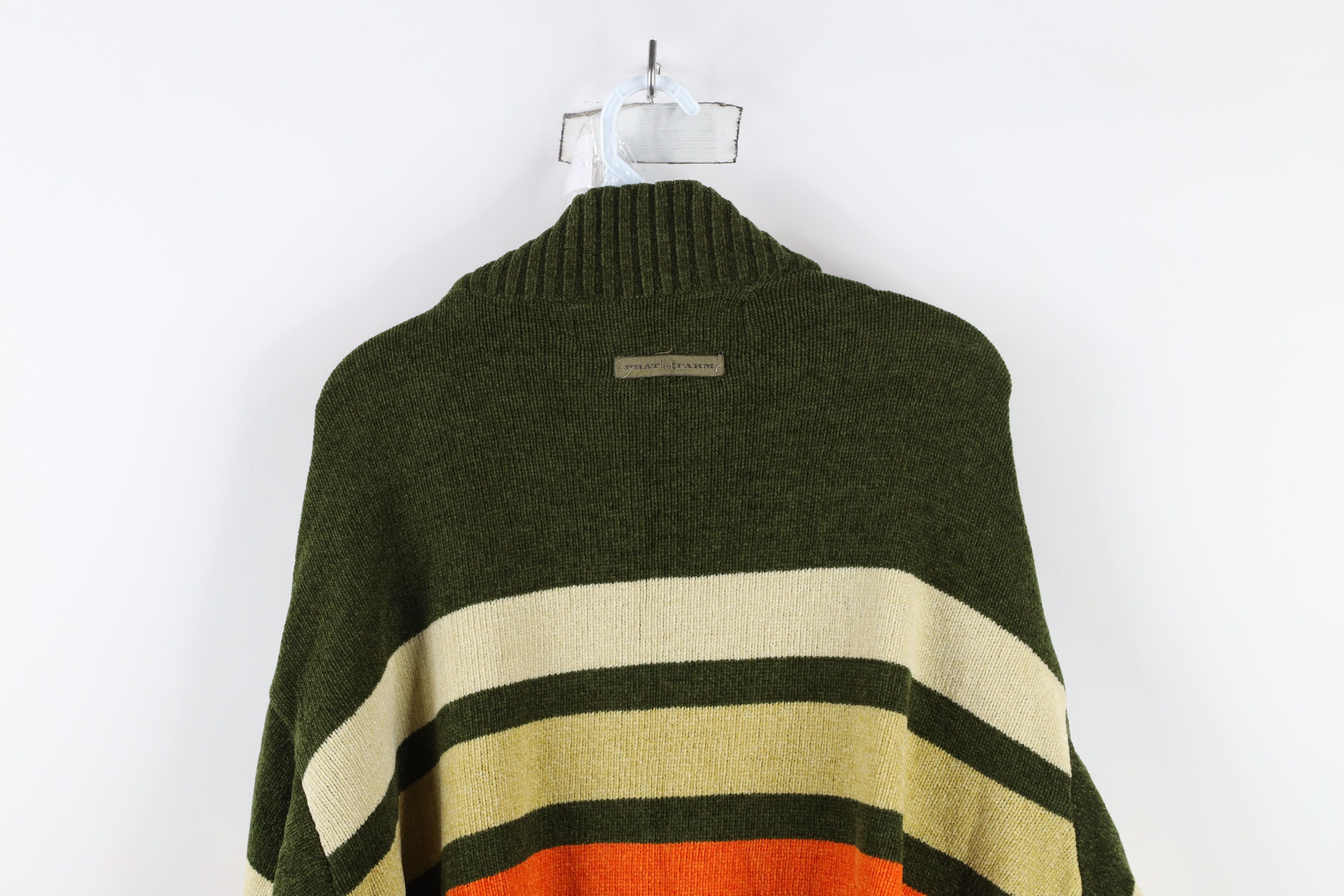 Phat Farm × Vintage Vintage 90s Y2K Phat Farm Striped Fleece Mock Neck Sweater Size US XXL / EU 58 / 5 - 13 Thumbnail