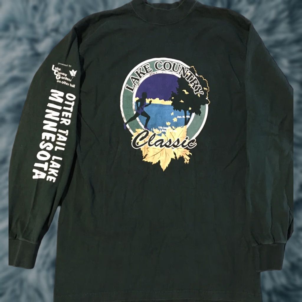 Fruit Of The Loom VINTAGE 90s Minnesota Otter Tail Lake Marathon Shirt Long Sleeve Green USA Fruit of the Loom Men Large Graphic Tee Grunge Style Size US L / EU 52-54 / 3 - 1 Thumbnail