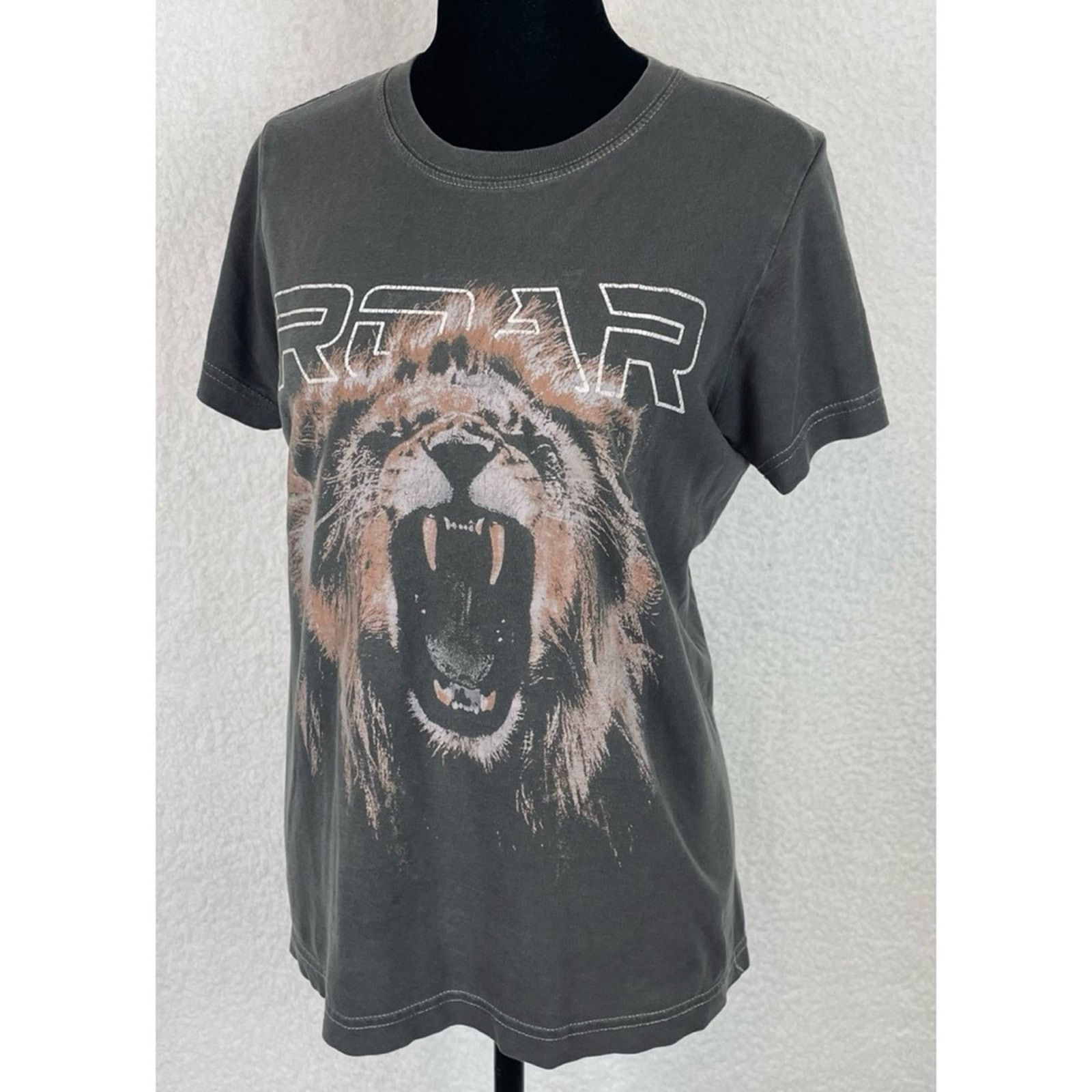 Topshop TOPSHOP • Grey Lion “Roar” Short Sleeve Graphic Tee Size S / US 4 / IT 40 - 4 Thumbnail