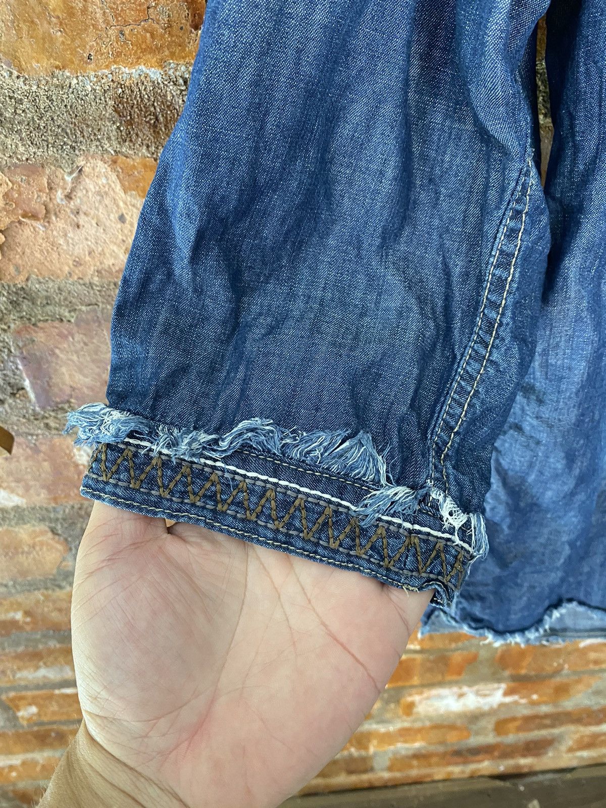 PPFM PPFM western hem fringe light denim 3/4 sleeve Size US M / EU 48-50 / 2 - 9 Thumbnail