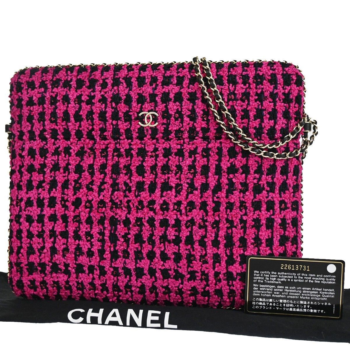 Chanel Chanel Chain Around CC Tablet Holder Tweed and Ribbon Size ONE SIZE - 1 Thumbnail