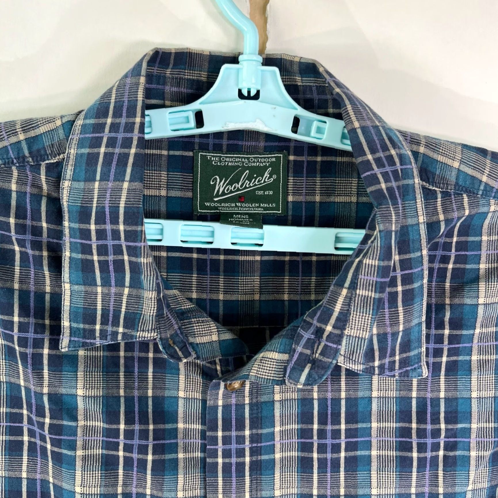 Vintage Woolrich Relaxed Fit Plaid Casual Button Shirt Mens XL Blue Short Sleeve Size US XL / EU 56 / 4 - 3 Thumbnail