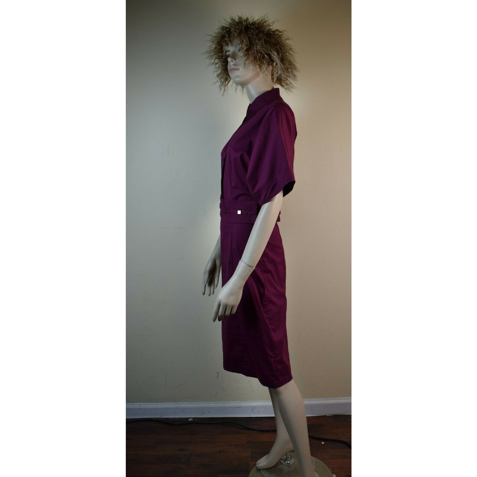Gucci GUCCI WINE COTTON SHORT SLEEVE ELTED MIDI DRESS 38 2 IT Size XS / US 0-2 / IT 36-38 - 5 Thumbnail