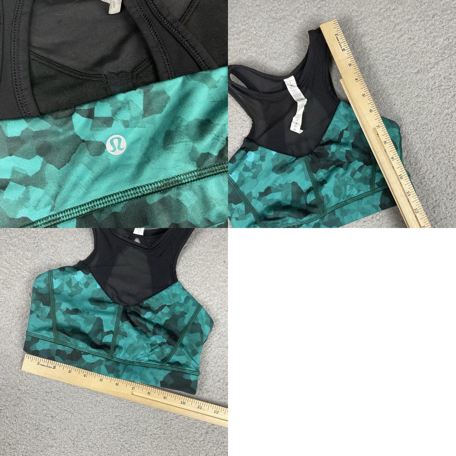 Lululemon VINTAGE Lululemon Sports Bra Womens 2 Green Racerback Sleeveless Compression Lace Run Sports Bra Size ONE SIZE - 8 Thumbnail
