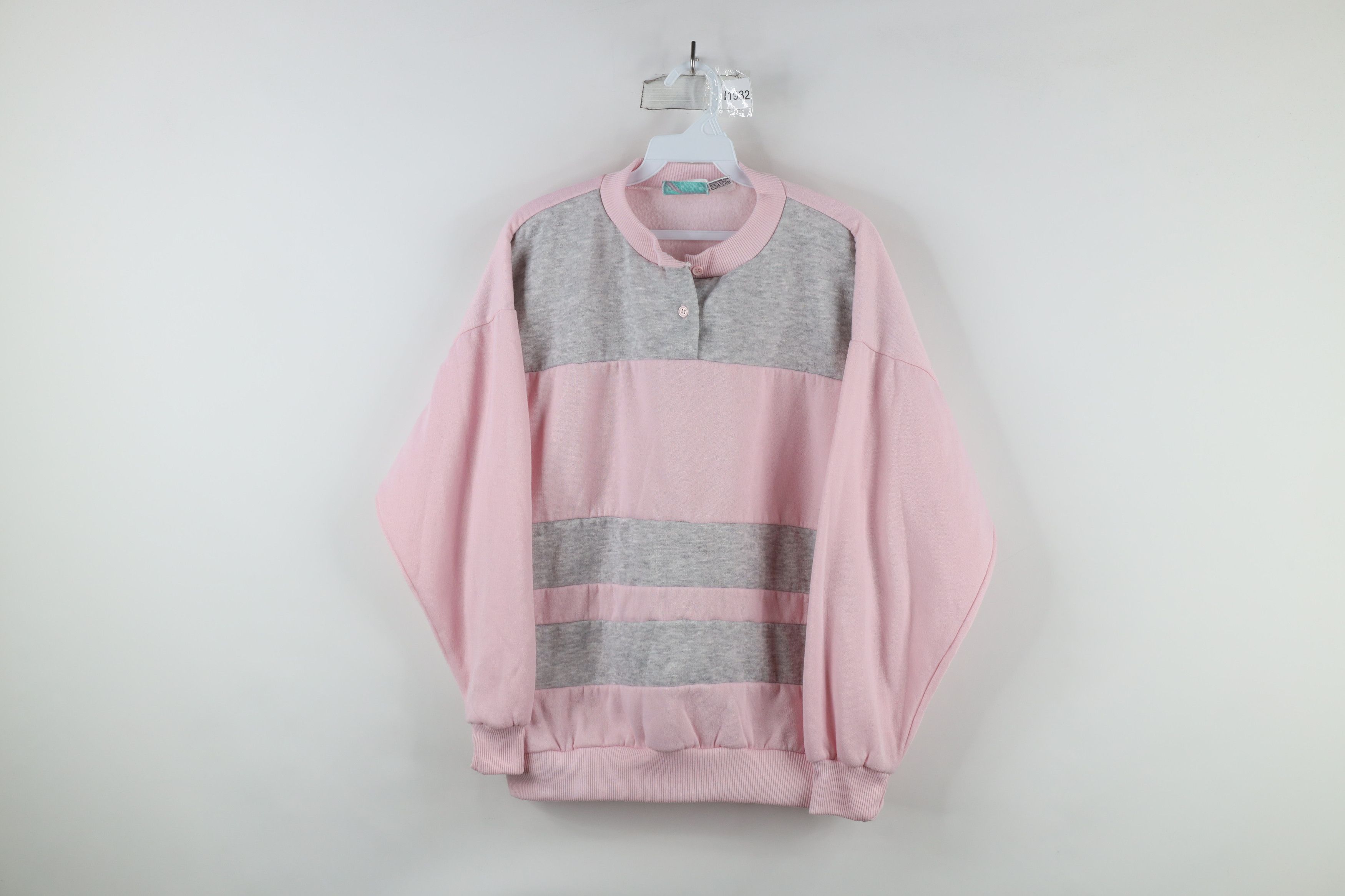 Vintage Vintage 90s Streetwear Block Pullover Henley Sweatshirt Size 3XL / US 20-22 - 1 Thumbnail
