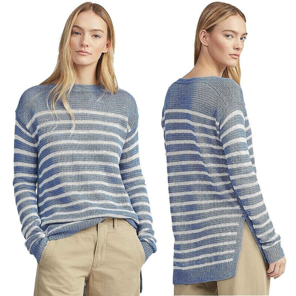 Polo Ralph Lauren NWT New $ 99 Polo Ralph Lauren Linen Blue White Striped Swe Size L / US 10 / IT 46 - 1 Thumbnail