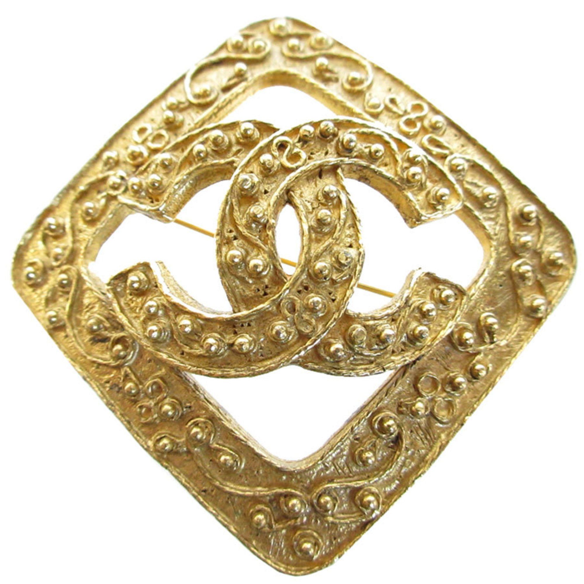 CHANEL Brooch Coco Mark Metal Gold Women's s0445a