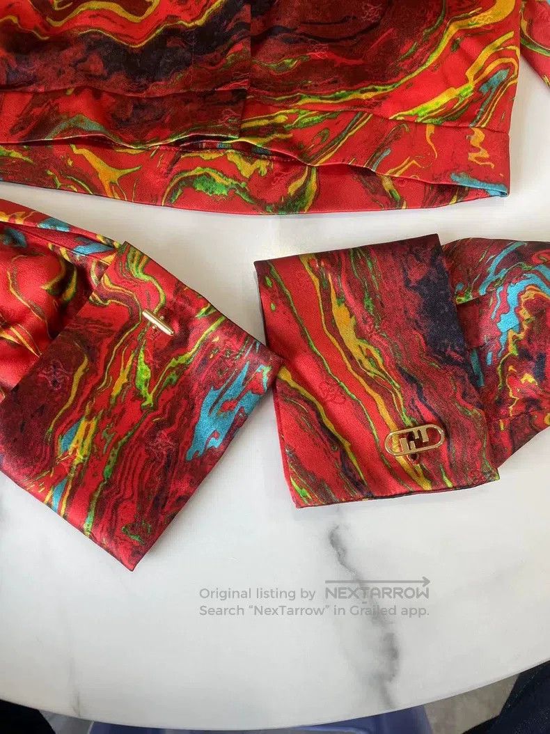 Fendi Fendi Red marble silk shirt Size XXS / US 00 / IT 34 - 5 Thumbnail