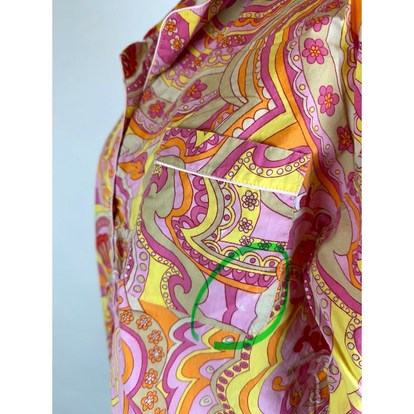 Vintage The Chandler Collection Pajama Top Women M Pink Paisley 90s Boho Y2K Collared Button Front Long Sleeve Size M / US 6-8 / IT 42-44 - 5 Thumbnail