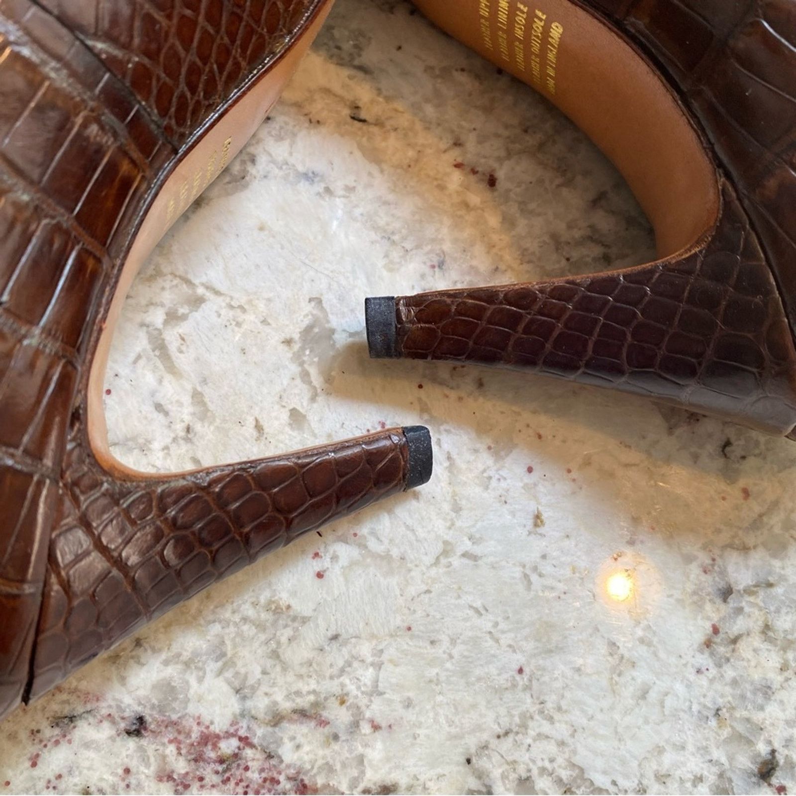 Other Rayne London $540 EVITA Croc Heels sz 9.5 AA EUC Size US 9.5 / IT 39.5 - 10 Thumbnail
